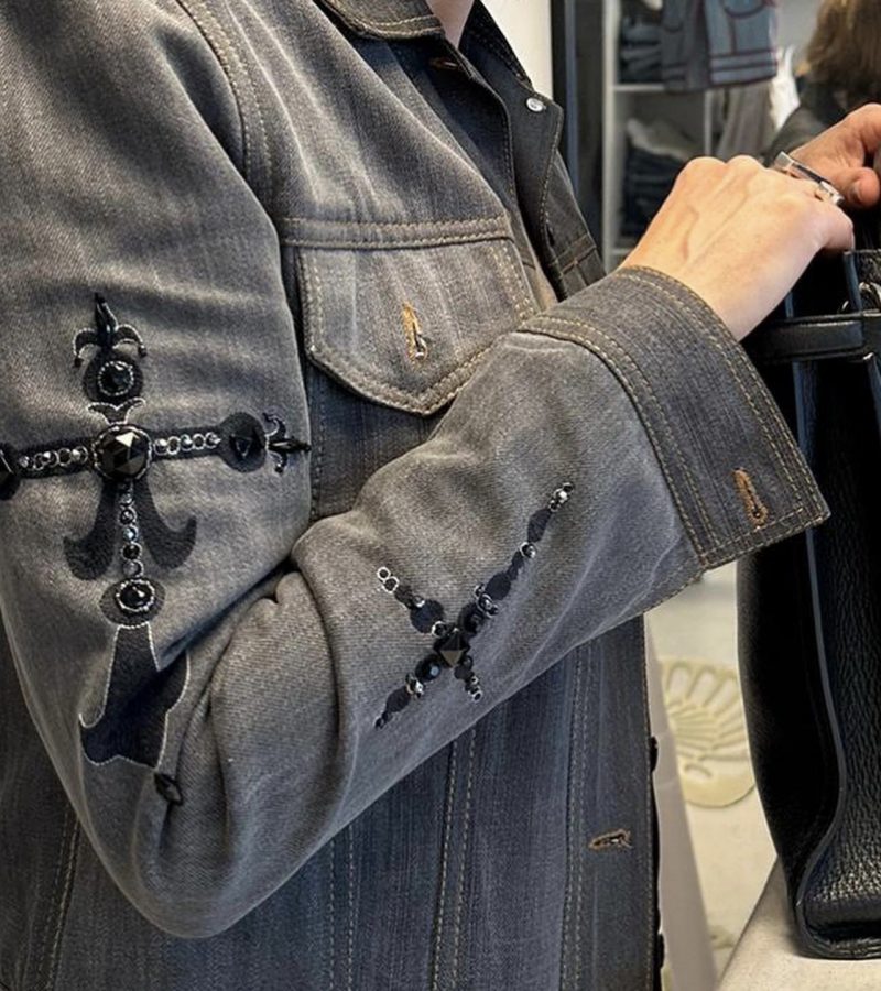 veste en jean modèle Classique modèle "CROIX"